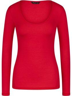 Damen Longsleeve  -  Beauty Layers Top Scoop Neck