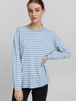Artikelbild Damen Longsleeve - OXStefka von OXMO in blau gestreift