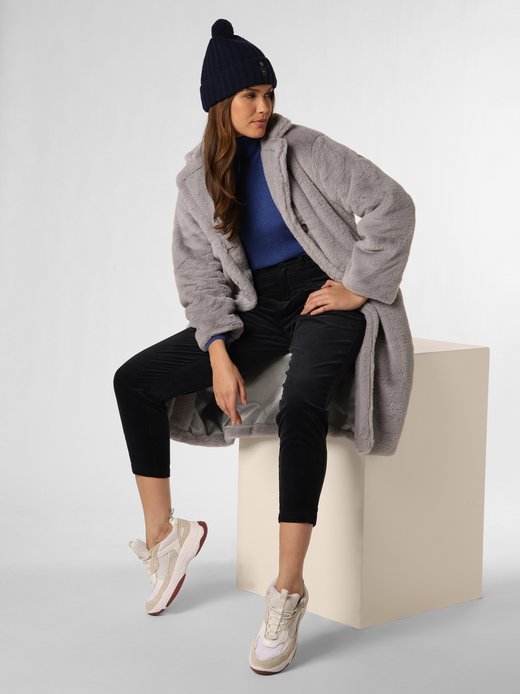 Outfit Mantel Damen Winter Grau Mango Teddy Mantel Grau MANGO