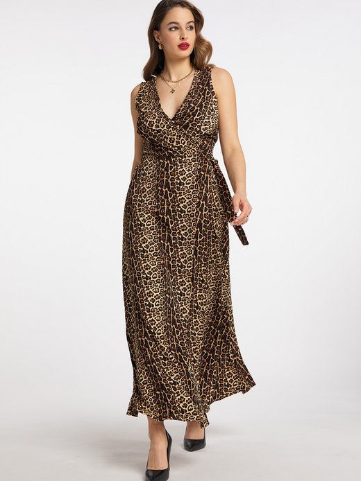 Damen Maxikleid mit Leoprint