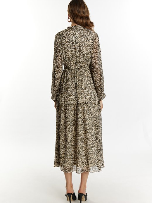 Damen Maxikleid mit Leoprint