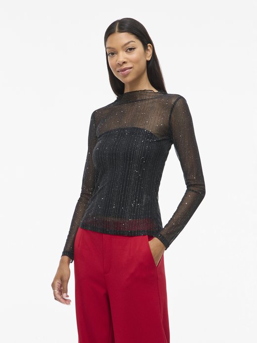 Damen Mesh-Langarmshirt - VIturno Funnelneck
