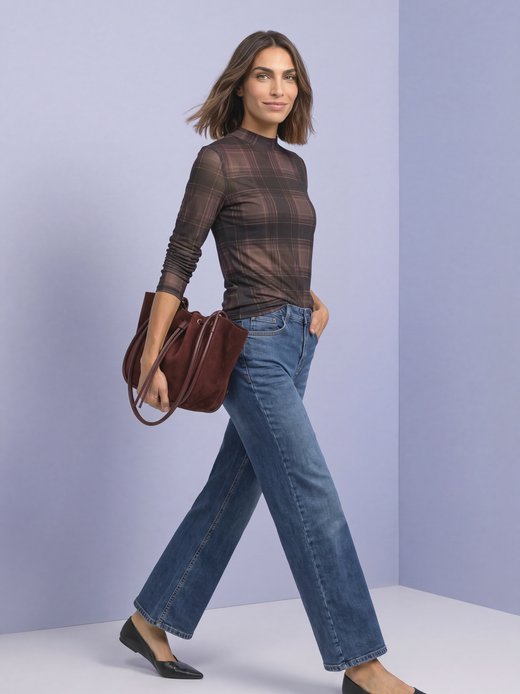 Damen Mesh-Langarmshirt