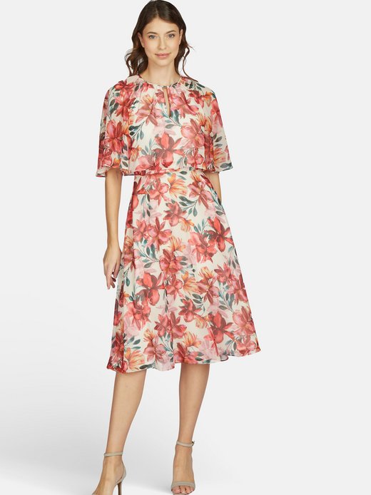 Damen Midi-Chiffonkleid