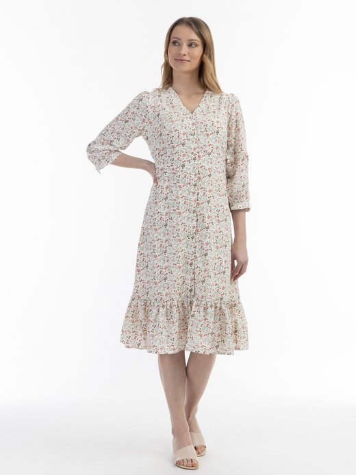 Damen Midi-Kleid mit Blumenprint