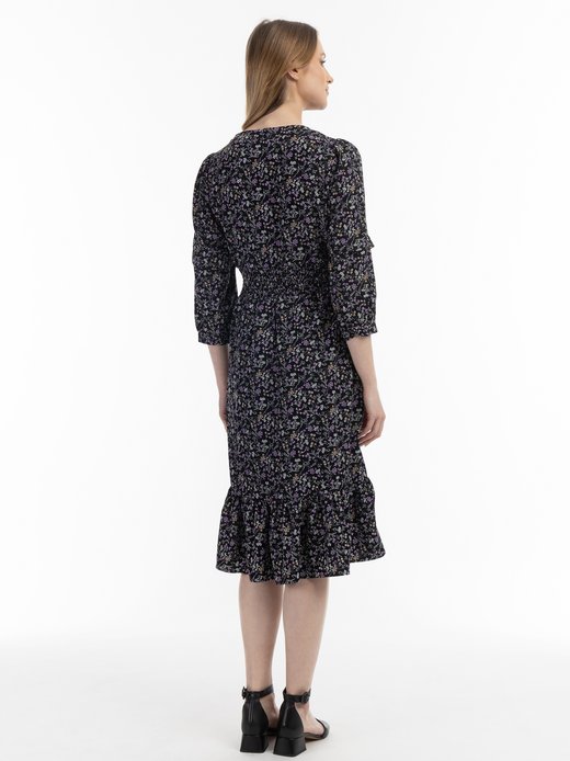 Damen Midi-Kleid mit Blumenprint