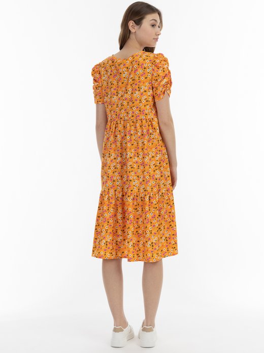 Damen Midi-Kurzarmkleid