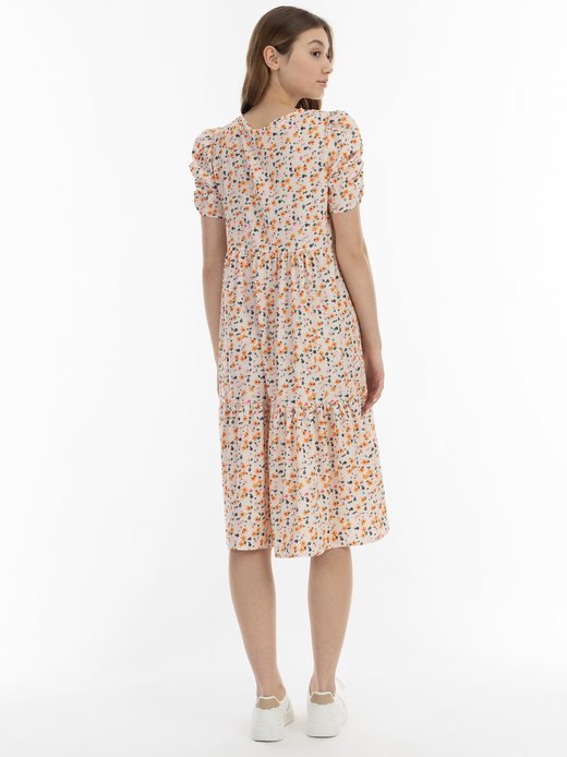 Damen Midi-Kurzarmkleid