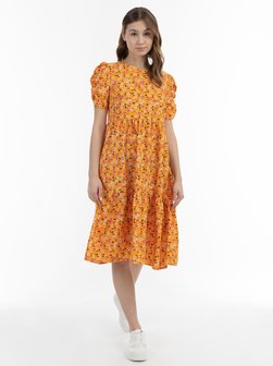 Damen Midi-Kurzarmkleid