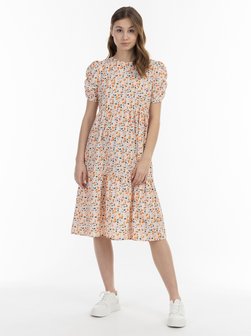 Damen Midi-Kurzarmkleid