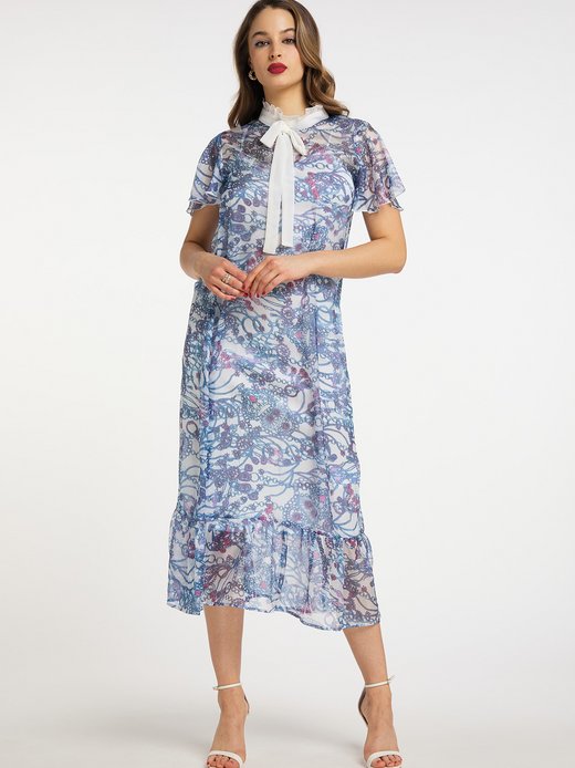 Damen Midikleid mit Allover-Print