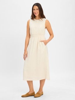 Artikelbild Damen Midikleid mit Leinen-Anteil - MSCHDisa von Msch Copenhagen in beige meliert