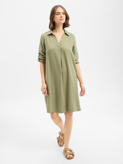 Damen Midikleid mit Leinen