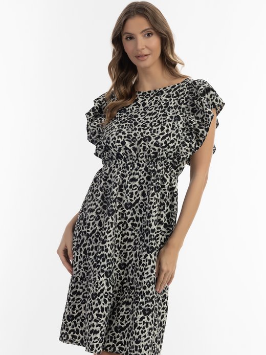 Damen Midikleid mit Leoprint