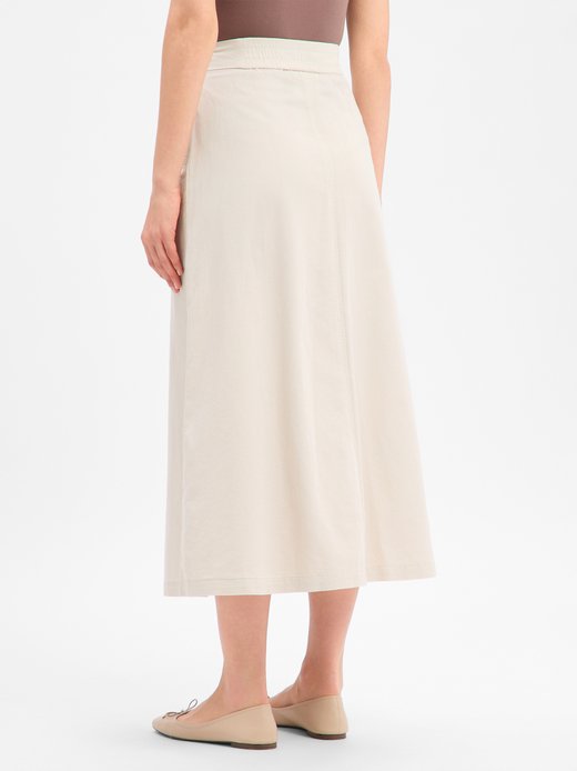 Damen Midirock mit Leinen-Anteil