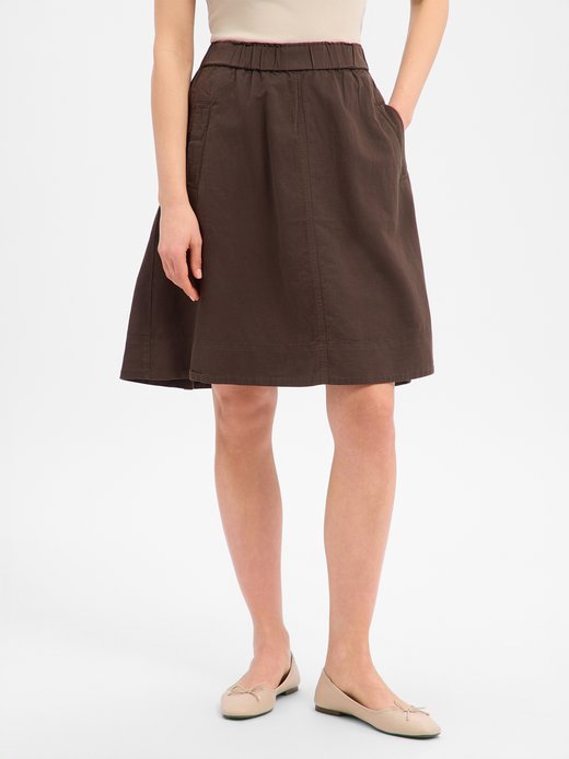 Damen Midirock mit Leinen-Anteil