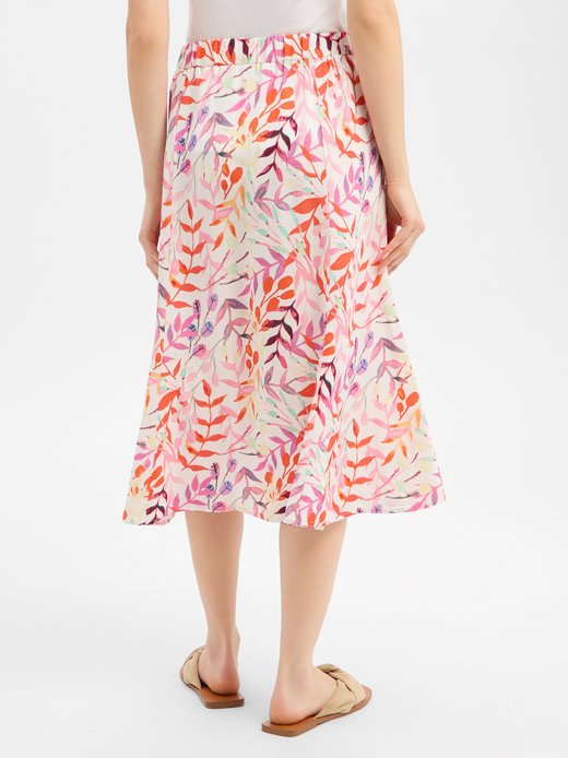 Damen Midirock mit Leinen-Anteil