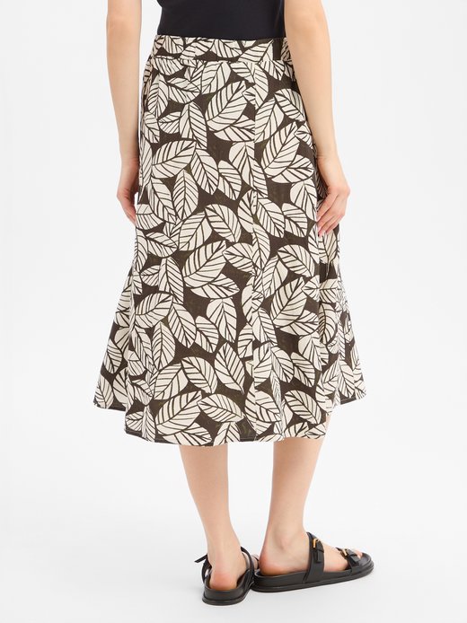 Damen Midirock mit Leinen-Anteil