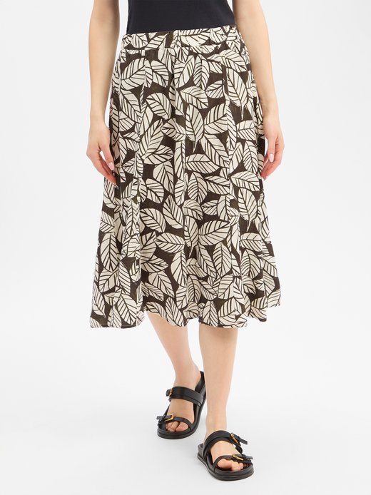 Damen Midirock mit Leinen-Anteil