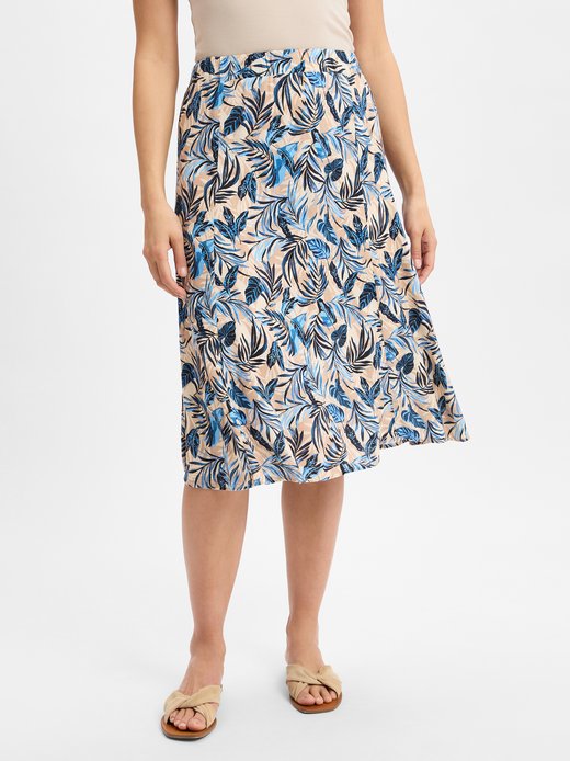 Damen Midirock mit Leinenanteil