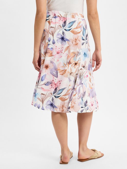 Damen Midirock mit Leinenanteil