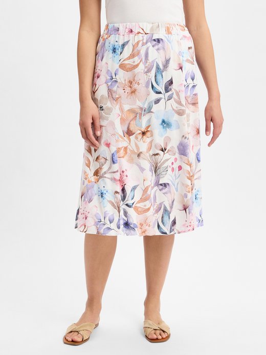 Damen Midirock mit Leinenanteil