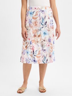 Damen Midirock mit Leinenanteil