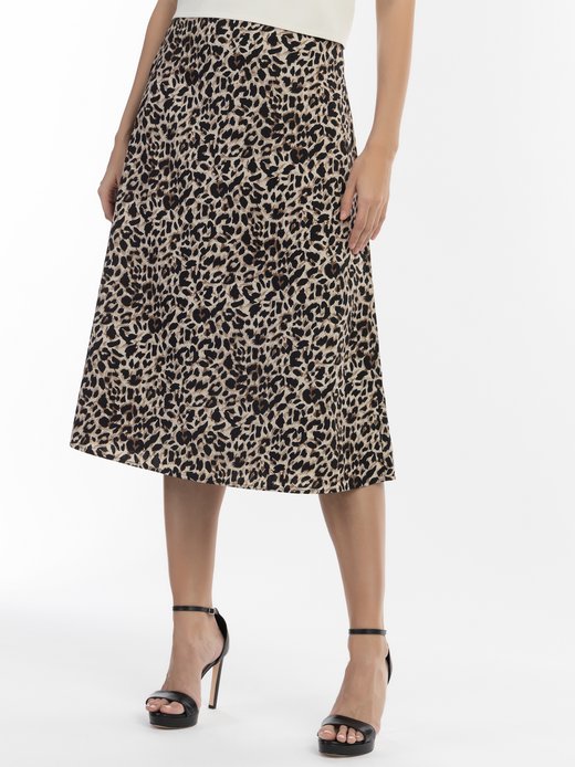 Damen Midirock mit Leo-Print
