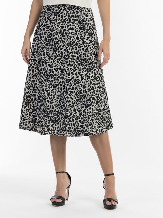 Damen Midirock mit Leo-Print