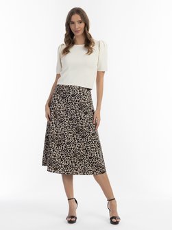 Damen Midirock mit Leo-Print