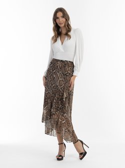 Artikelbild Damen Midirock von Faina in beige gemustert