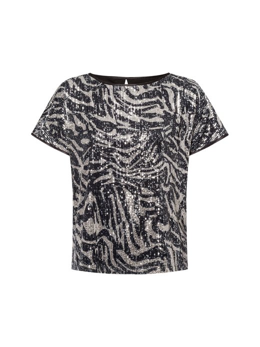 Damen Pailletten-Blusenshirt