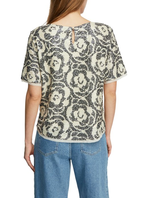 Damen Pailletten-Kurzarmbluse