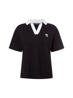Artikelbild Damen Polosgirt - Ikon Patch von KARL LAGERFELD in schwarz uni