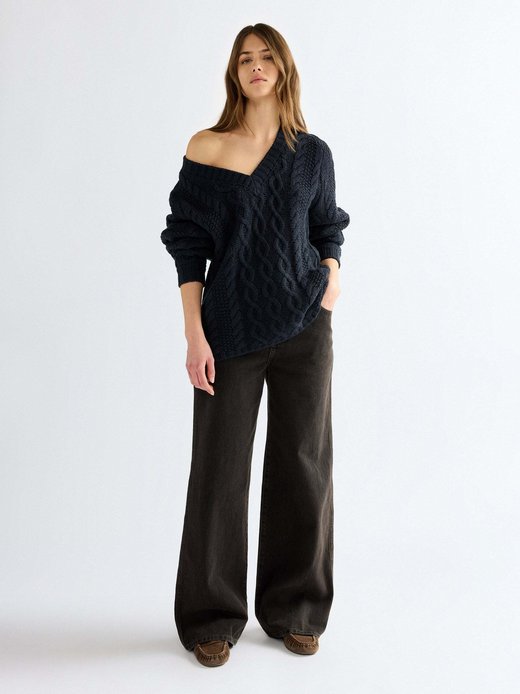 Damen Pullover - V Neck Cable Knit