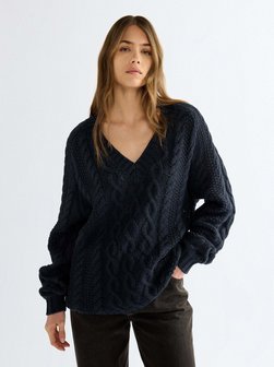 Damen Pullover - V Neck Cable Knit