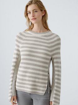Artikelbild Damen Pullover von Oui in taupe weiß gestreift