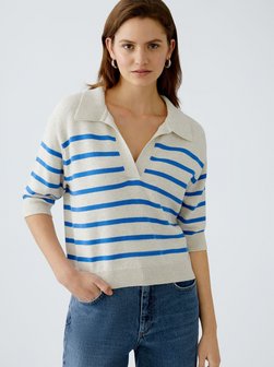 Artikelbild Damen Pullover von Oui in weiß blau gestreift