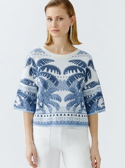 Artikelbild Damen Pullover von Oui in blau gemustert
