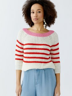 Artikelbild Damen Pullover von Oui in weiß rot gestreift