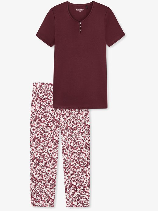 Damen Pyjama  -  Feminine Floral Comfort Fit mit 3/4 Hose