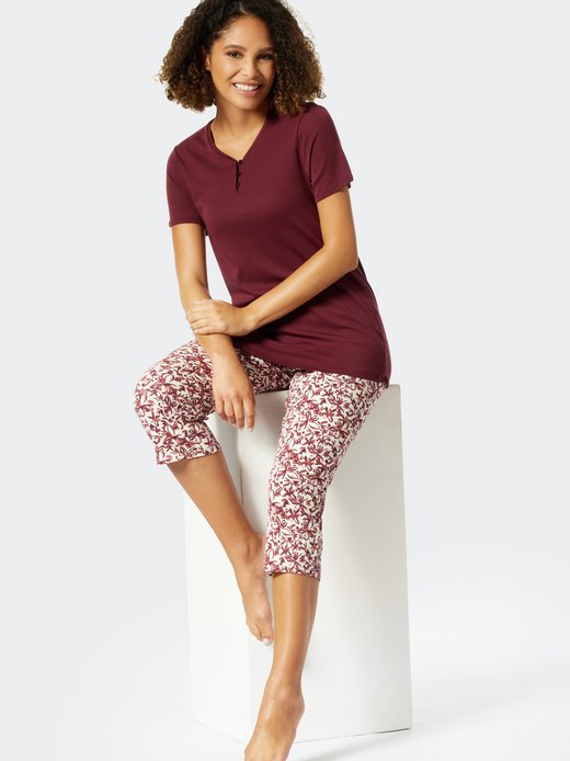 Damen Pyjama  -  Feminine Floral Comfort Fit mit 3/4 Hose