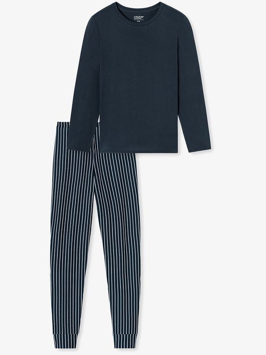 Schiesser Damen Pyjama UNCOVER Nightwear blau gestreift 46