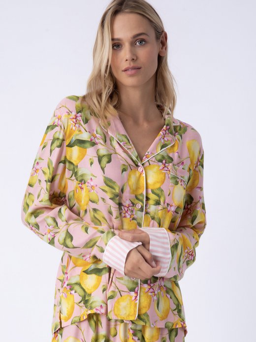 Damen Pyjamaoberteil  -  l/s shirt - In Full Bloom