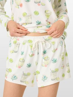 Artikelbild Damen Pyjamashorts  -  Limes & Sunshine von PJ Salvage in weiß bedruckt