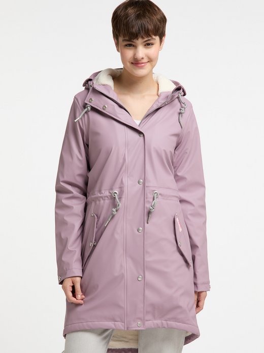 Damen Regenmantel mit Webpelzfutter