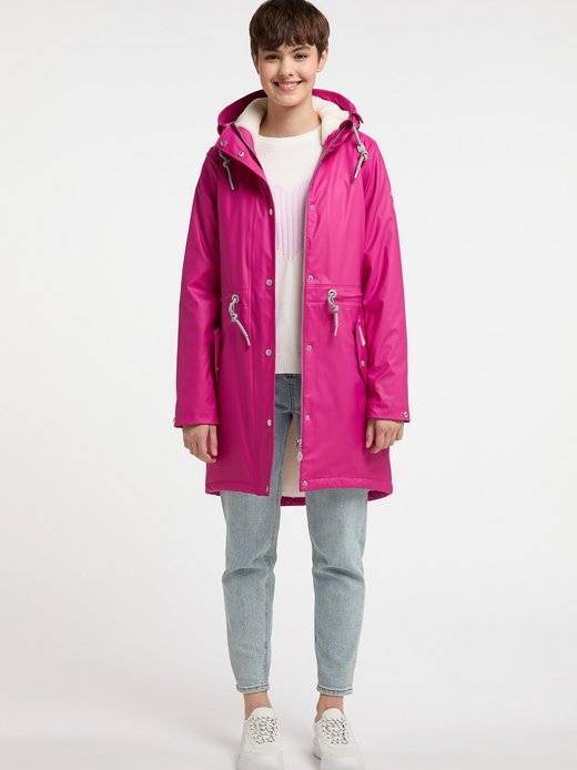 Damen Regenmantel mit Webpelzfutter