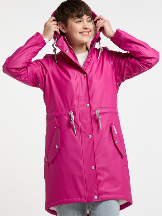 Damen Regenmantel mit Webpelzfutter