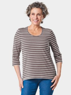 Artikelbild Damen Ringelshirt von Goldner in taupe gestreift