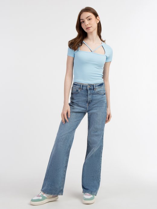 Damen Rippstrick T-Shirt